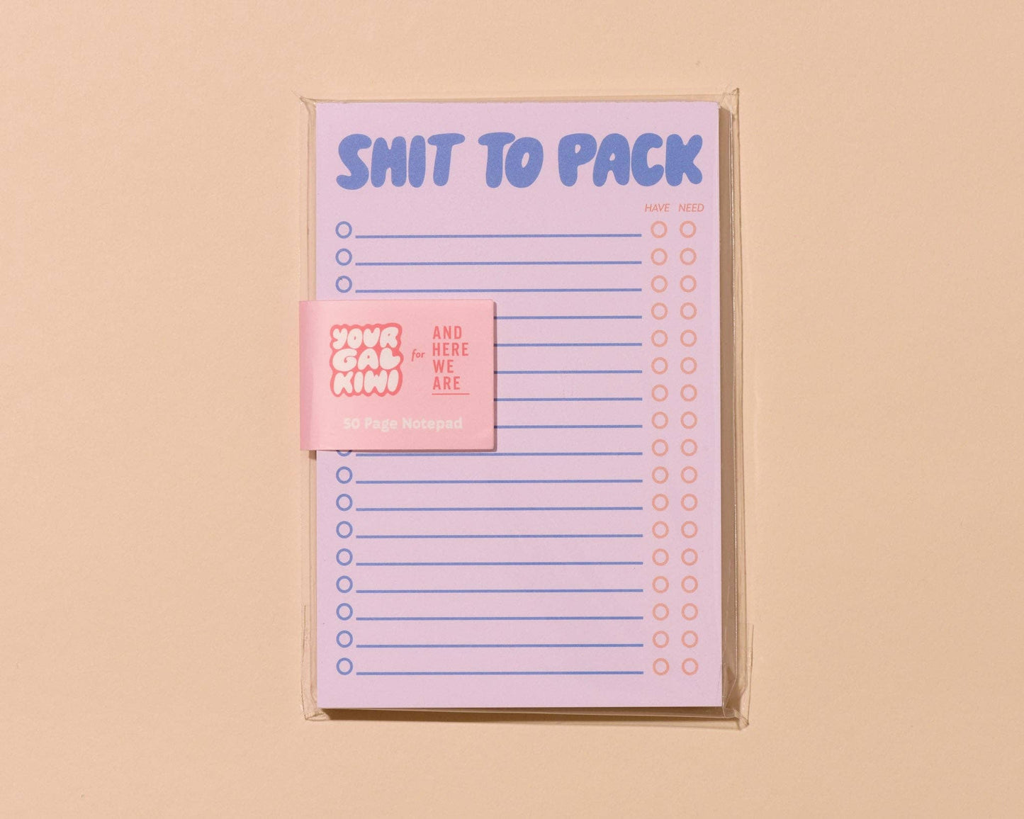 Shit To Pack 50 page Notepad - Vacation Planner,  - Stocking stuffer, Holiday, Gift Guide
