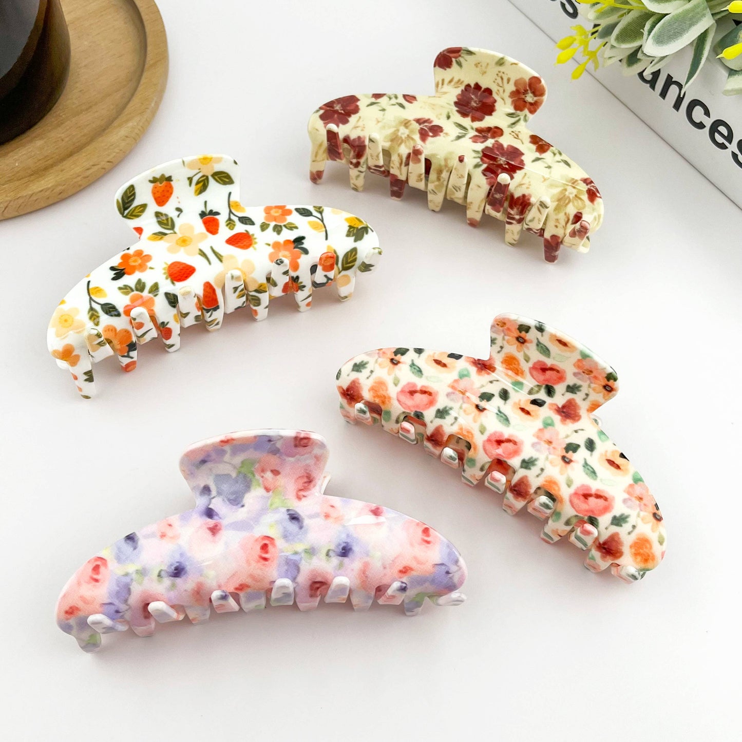 Floral Hair Claw Clip, Oil Painting Hair Clip