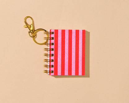 Letterpress Teenybook Mini Notebook Bag Charm—Cabana Stripe