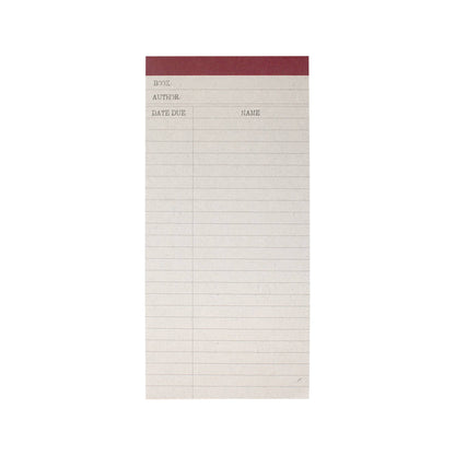 Lined Memo Pad Library Card Literary