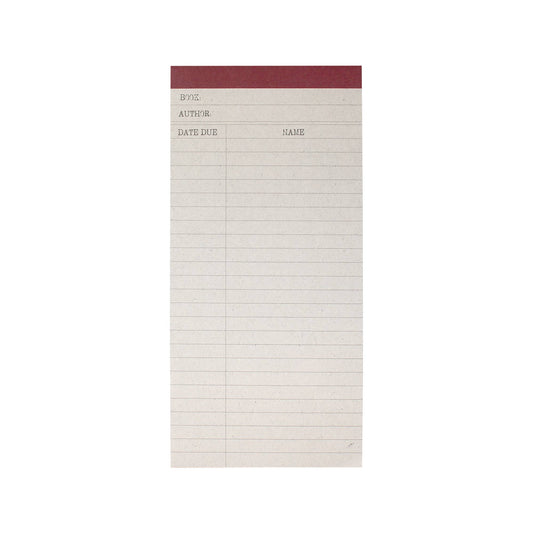 Lined Memo Pad Library Card Literary