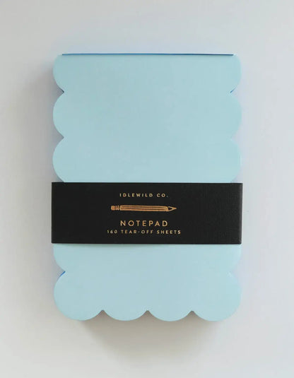 Scalloped Shaped Notepad | Aqua + Blue Edge