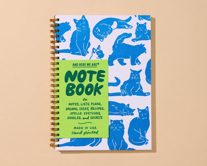 Letterpress A5 Spiral Notebook (Lined)—Cat Toile