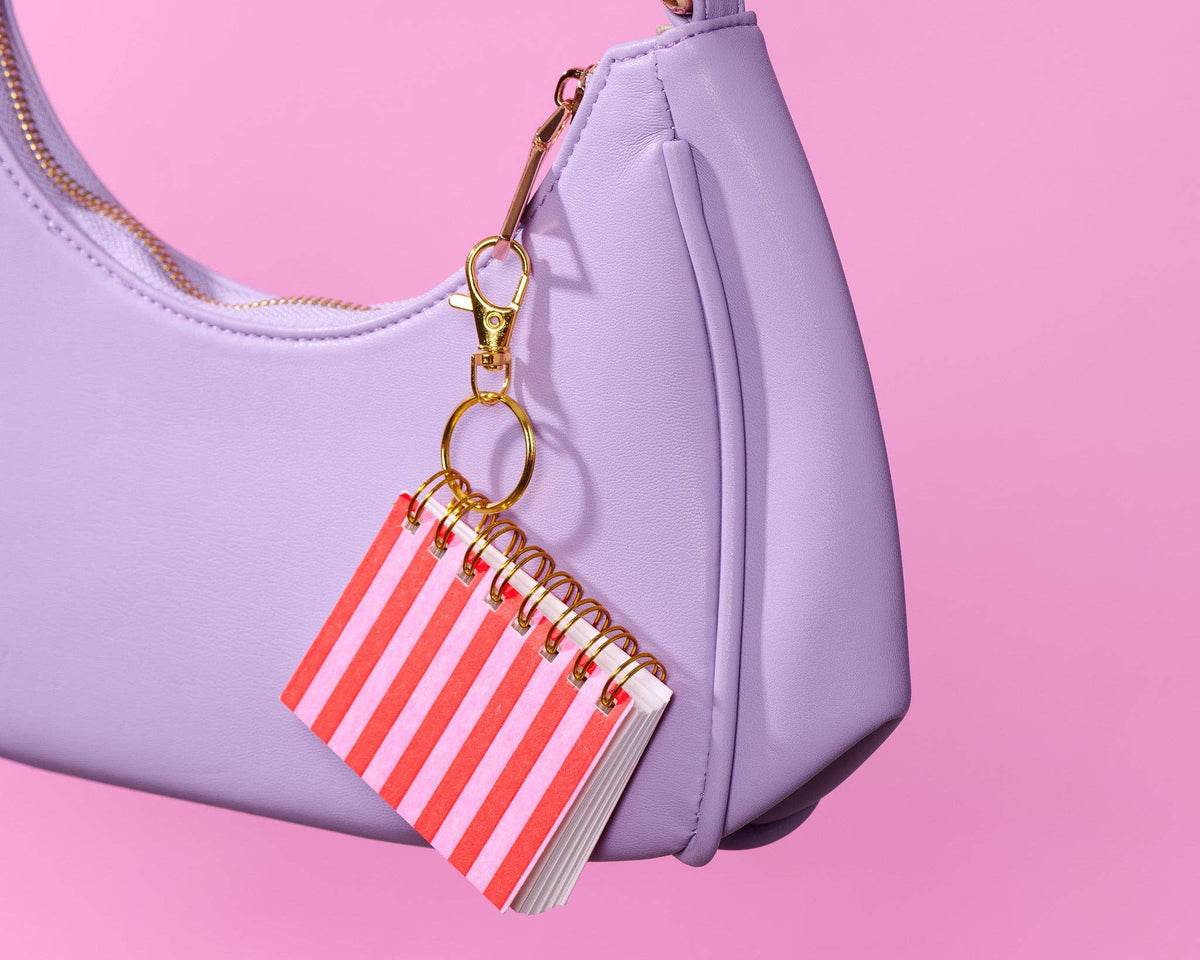 Letterpress Teenybook Mini Notebook Bag Charm—Cabana Stripe