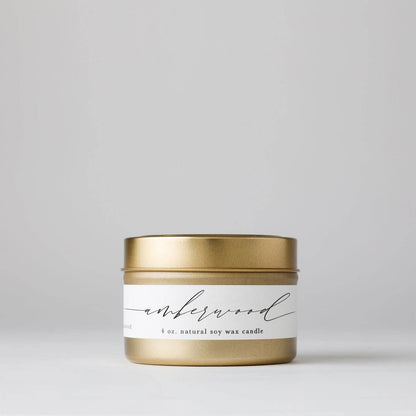 Amberwood : Tin Soy Candle  ( autumn fall winter )