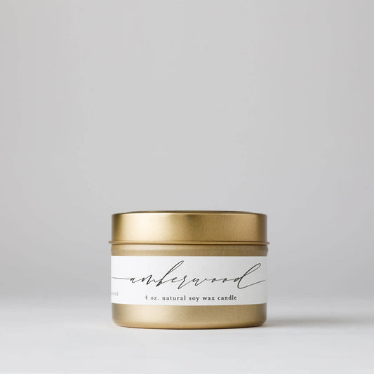 Amberwood : Tin Soy Candle  ( autumn fall winter )