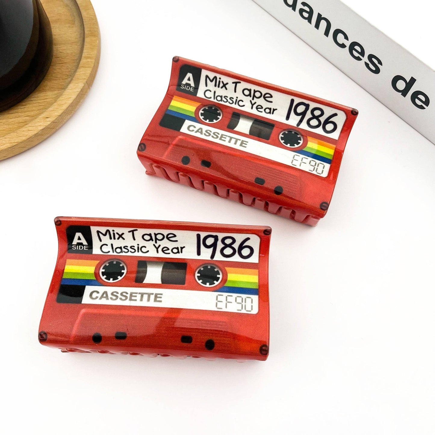 Red Cassette Tape Hair Claw Clip, Retro Hair Accessories