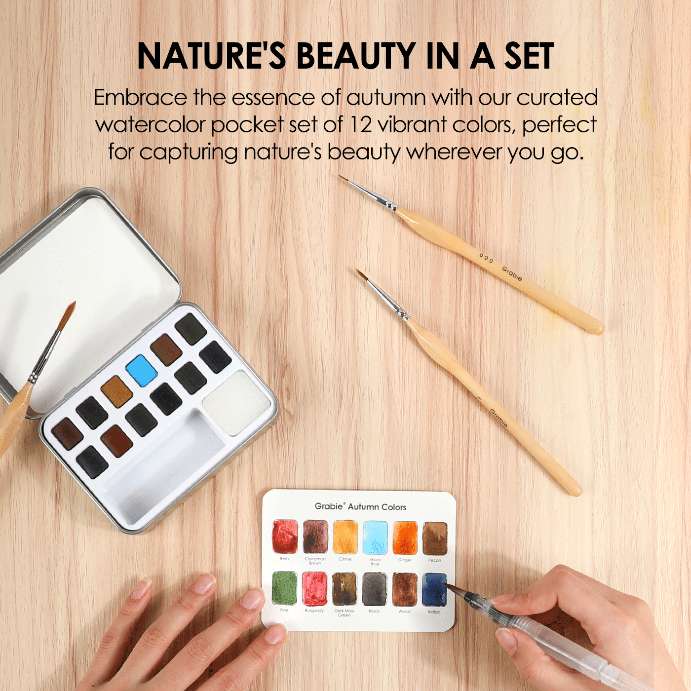 Watercolor Pocket Set Of 12 With Brush - Autumn Colors