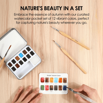 Watercolor Pocket Set Of 12 With Brush - Autumn Colors