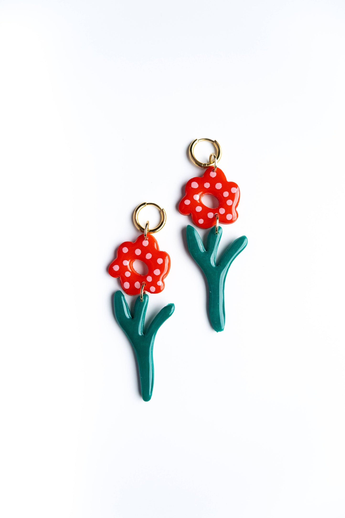 Polka Dot Flower Earrings