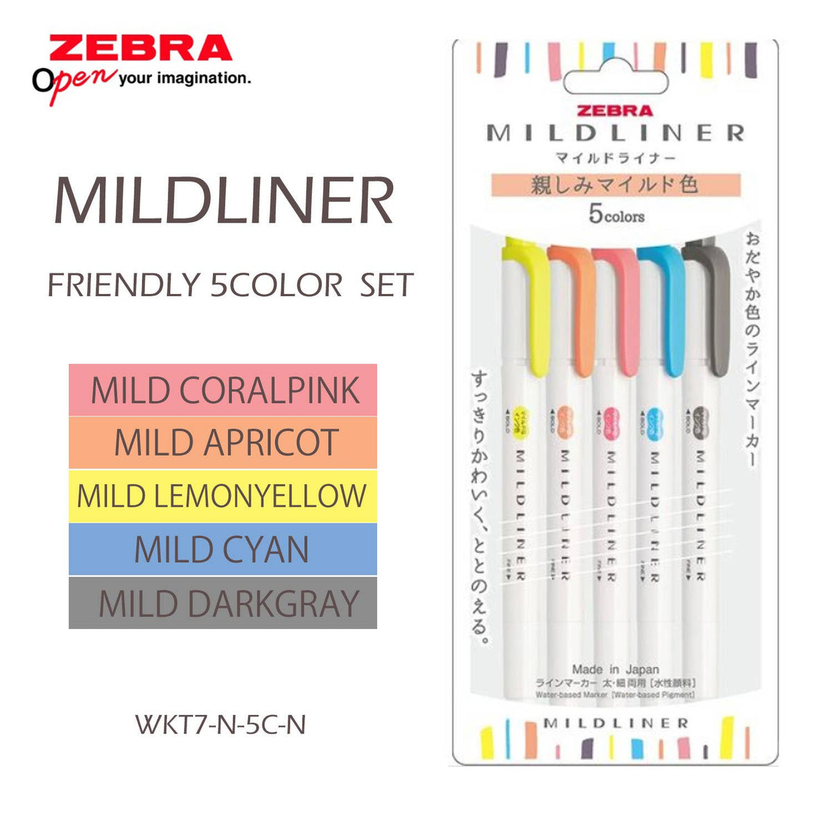 【JAPANESE STATIONERY】ZEBRA MILD LINER HIGHLIGHTER 5COLOR SET