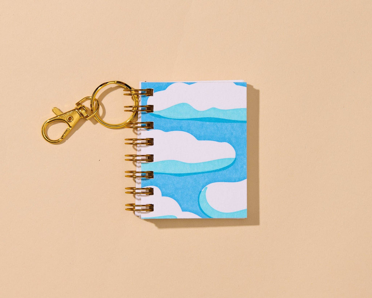 Letterpress Teenybook Mini Notebook Bag Charm—Clouds and Sky