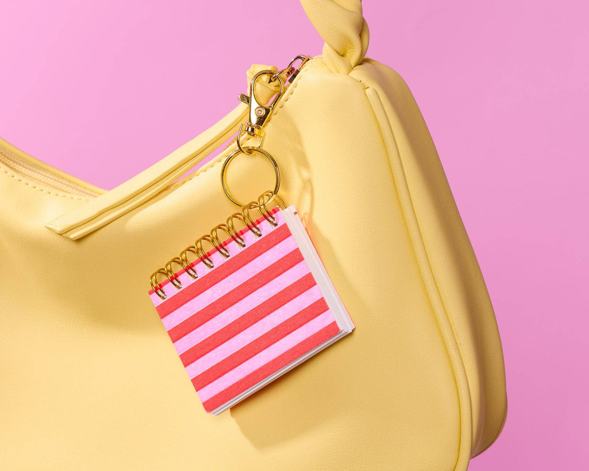 Letterpress Teenybook Mini Notebook Bag Charm—Cabana Stripe
