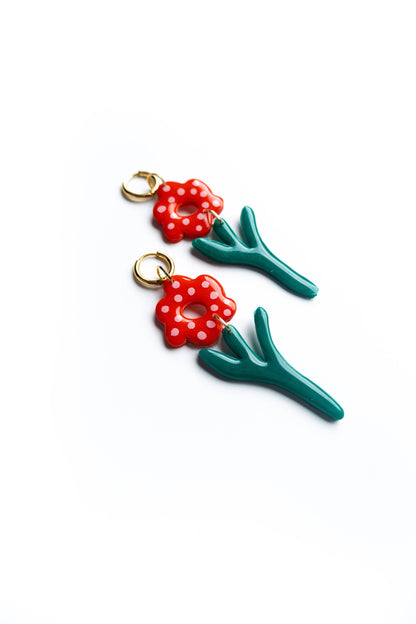 Polka Dot Flower Earrings
