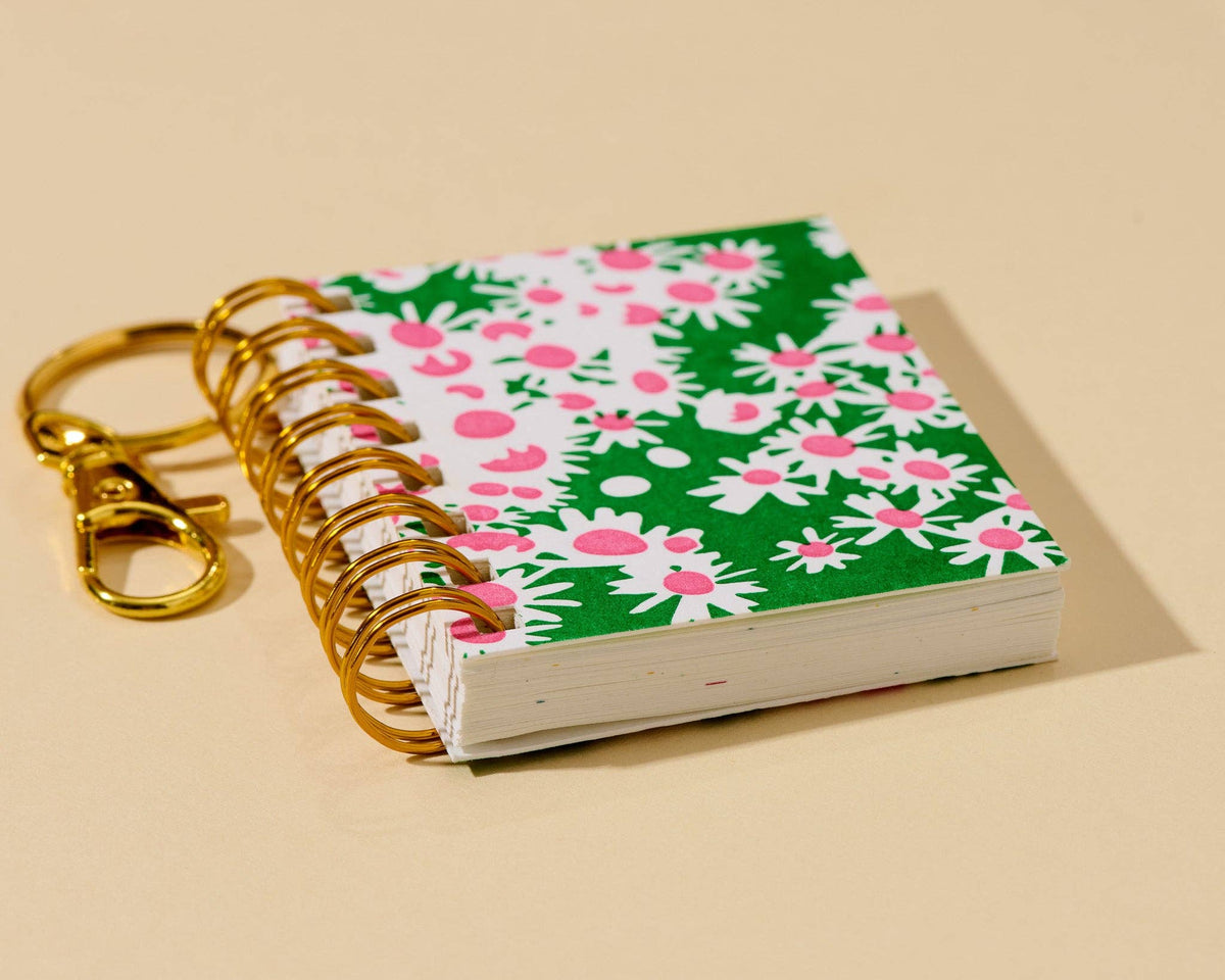 Letterpress Teenybook Mini Notebook Bag Charm—Aster