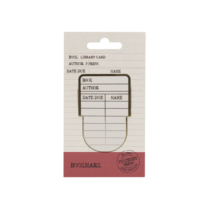Metal Bookmark Library Card Literary