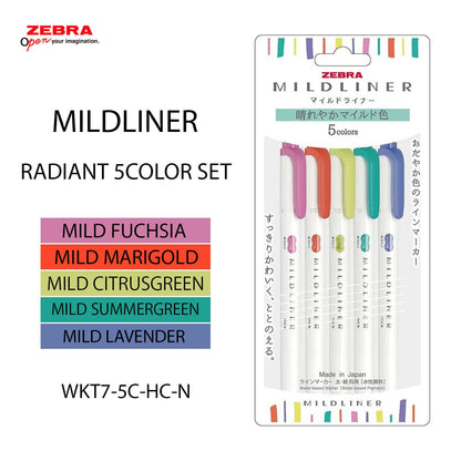 【JAPANESE STATIONERY】ZEBRA MILD LINER HIGHLIGHTER 5COLOR SET