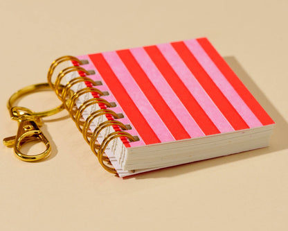Letterpress Teenybook Mini Notebook Bag Charm—Cabana Stripe