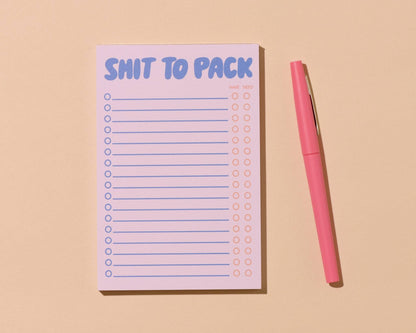 Shit To Pack 50 page Notepad - Vacation Planner,  - Stocking stuffer, Holiday, Gift Guide