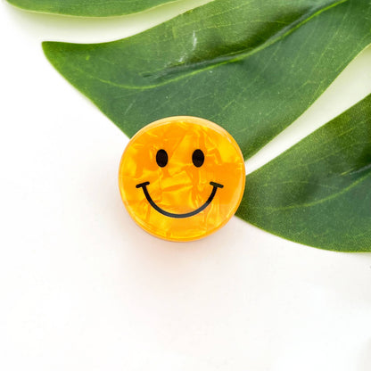 Mini Smiley Face Hair Claw Clip, Cute Floral Hair Clip