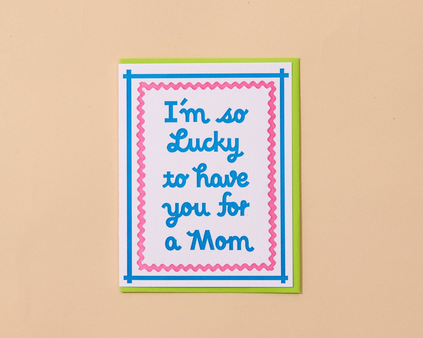 Modern Letterpress Mother's Day Greeting Card — Lucky Mom