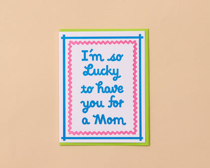 Modern Letterpress Mother's Day Greeting Card — Lucky Mom