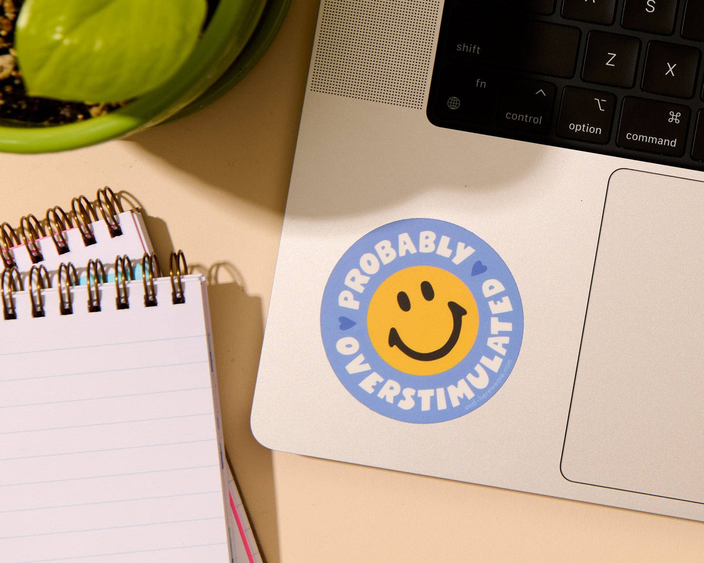 Funny Vinyl Sticker — Smiley Overstimulated — Your Gal Kiwi