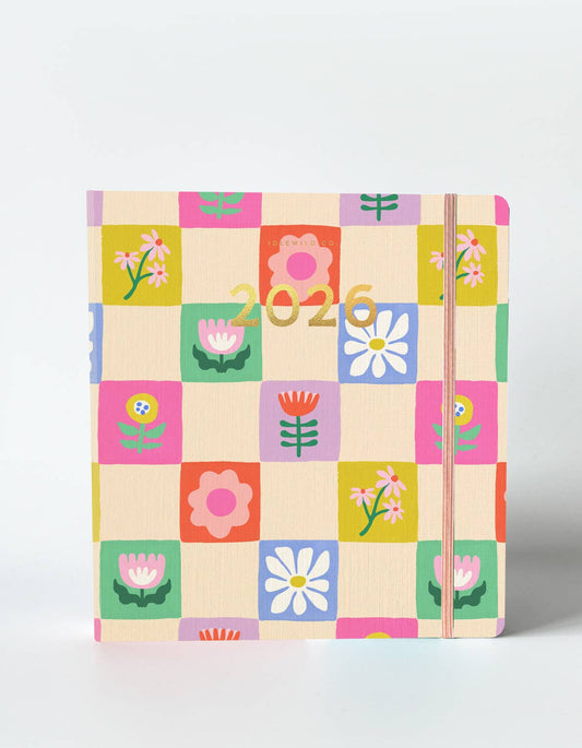 2026 Hardcover Planner, Floral Checks