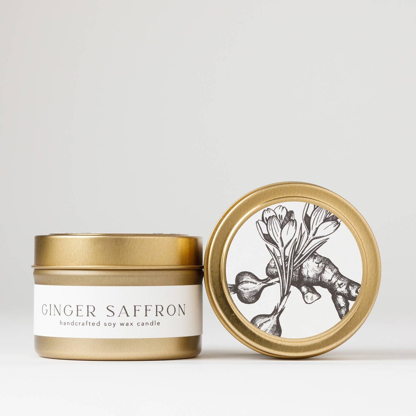 Ginger + Saffron : Tin Soy Candle ( summer autumn fall )