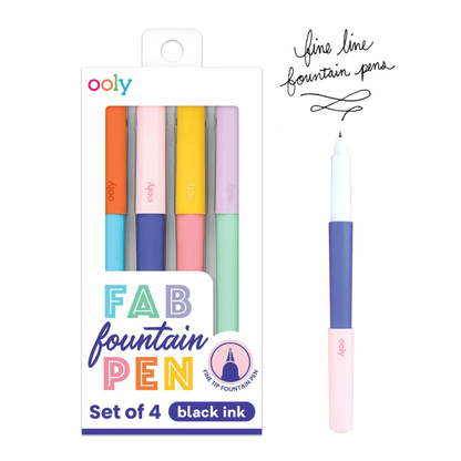 Fab Fountain Pens - Black Ink - Set of 4
