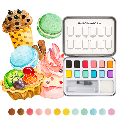 Watercolor Pocket Set Of 12 With Brush - Dessert Colors