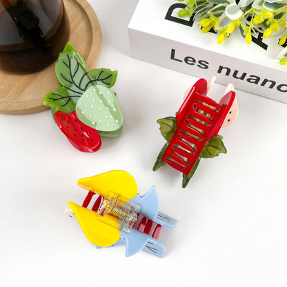 Two Strawberry Claw Clip, Fruit Hair Clip