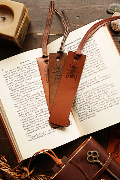 Leather Bookmark - Honey Bee