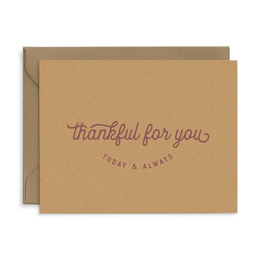 Thankful For You Greeting Card- Single Card
