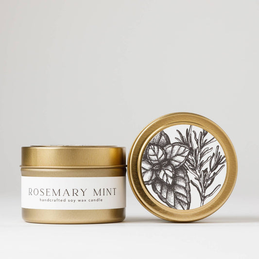 Rosemary Mint : Tin Soy Candle  ( summer winter )