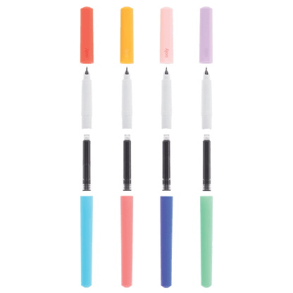 Fab Fountain Pens - Black Ink - Set of 4