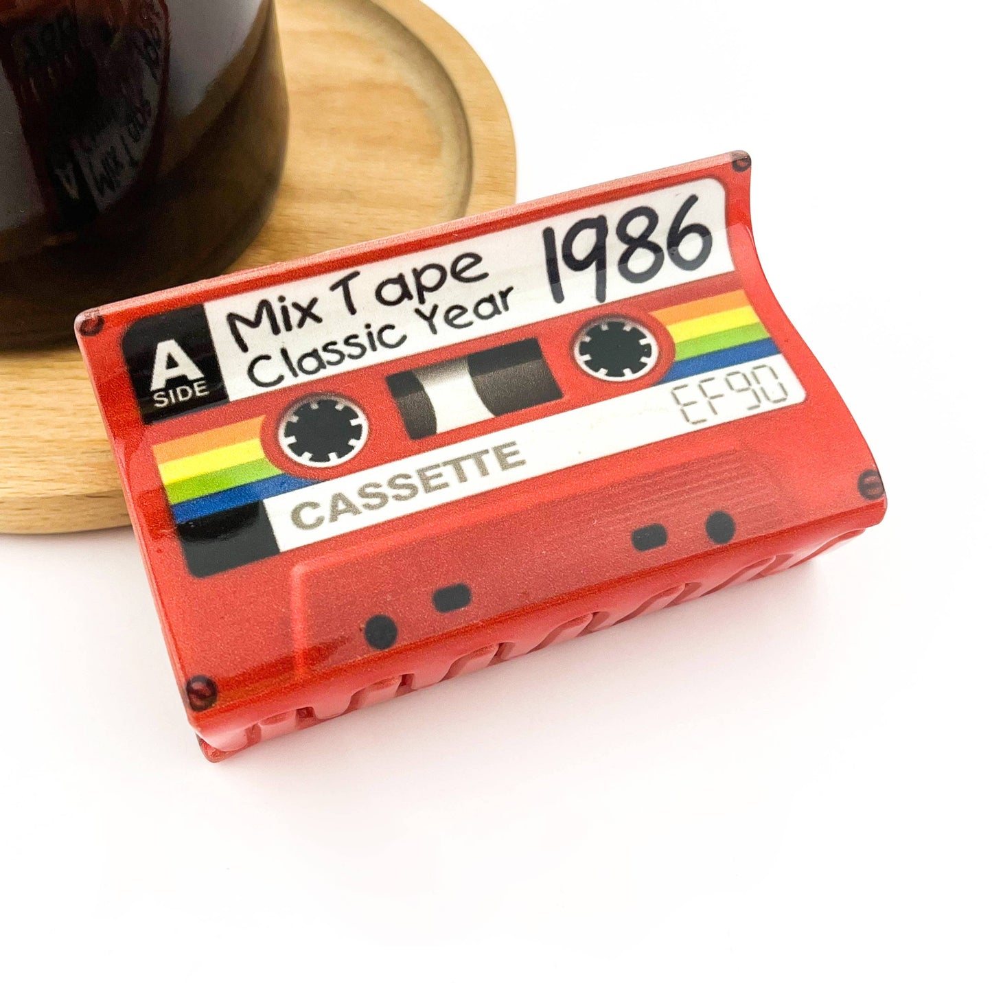 Red Cassette Tape Hair Claw Clip, Retro Hair Accessories