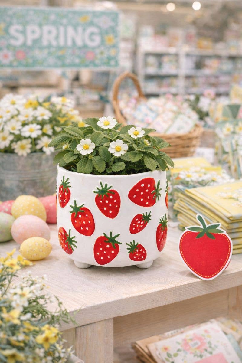 Strawberry Ceramic Planter - Spring - Fruit  #34072