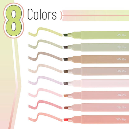 Mr. Pen- Aesthetic Highlighters, 8 pcs, Chisel Tip