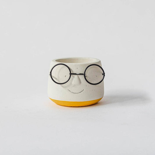 "Face With Glasses" Flower Pot, Small