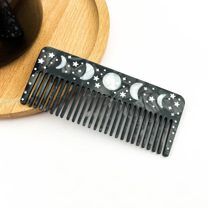 Black Starry Night Hair Claw, Crescent & Full Moon Hair Clip