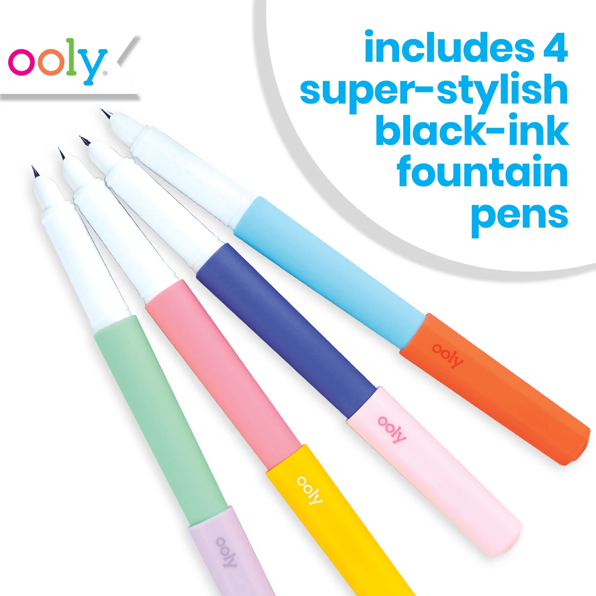 Fab Fountain Pens - Black Ink - Set of 4