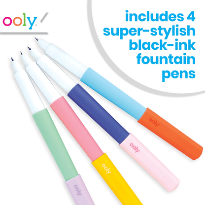 Fab Fountain Pens - Black Ink - Set of 4