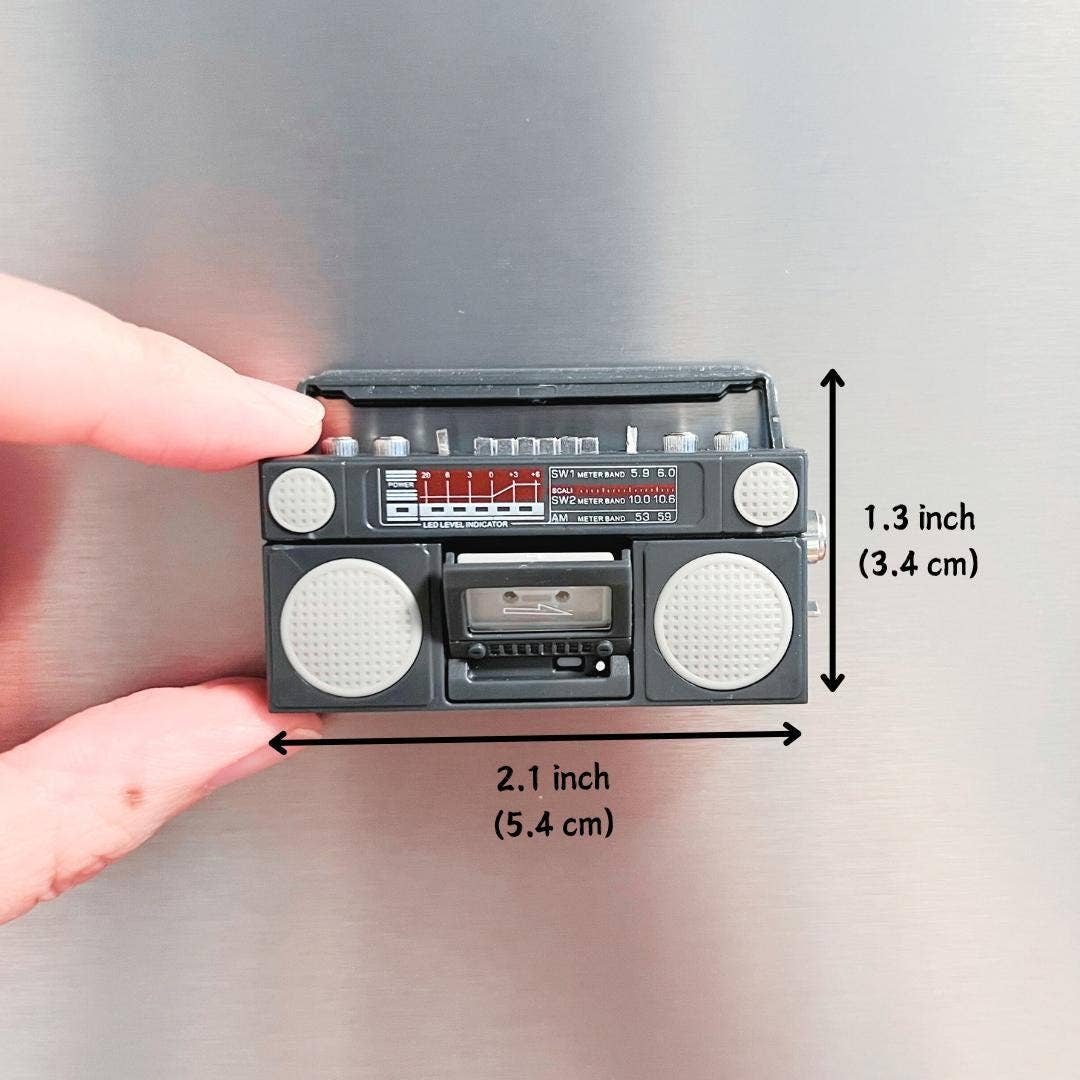 Retro Mini Cassette Tape Player Fridge Magnet_Black