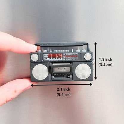 Retro Mini Cassette Tape Player Fridge Magnet_Black