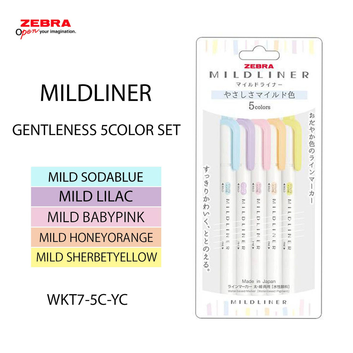 【JAPANESE STATIONERY】ZEBRA MILD LINER HIGHLIGHTER 5COLOR SET