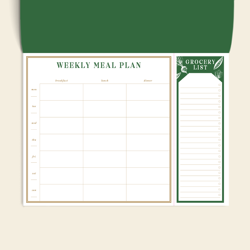 Weekly Meal Planner & Grocery List, Undated - Harvest