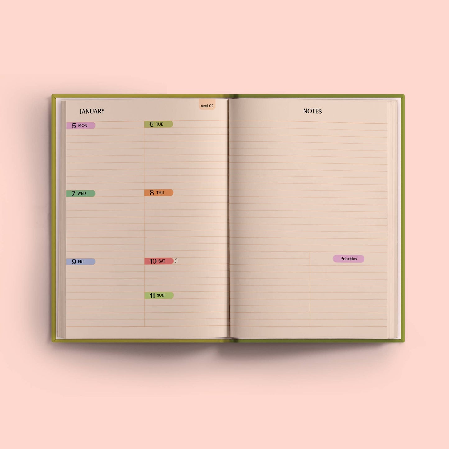 2026 Weekly Planner | Diary Agenda A5 | Matcha