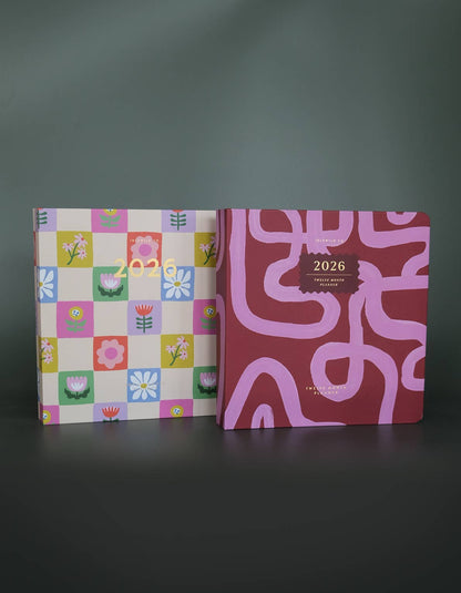 2026 Hardcover Planner, Floral Checks