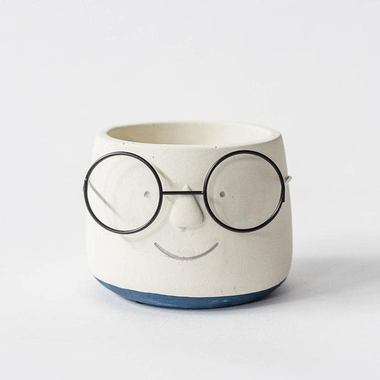 "Face With Glasses" Flower Pot